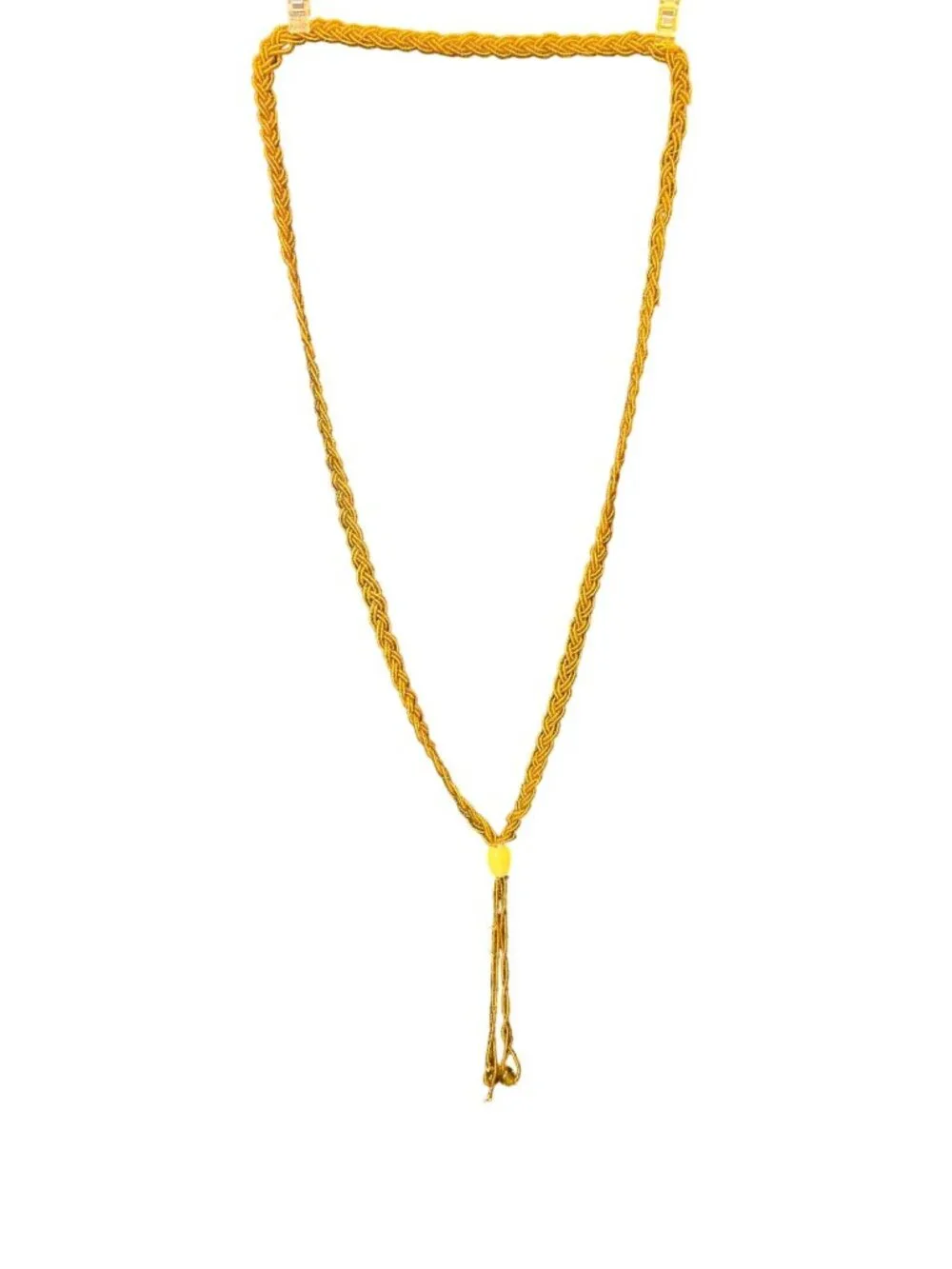 Vintage Gold Beaded Braided Necklace With Tassel Pendant  READ